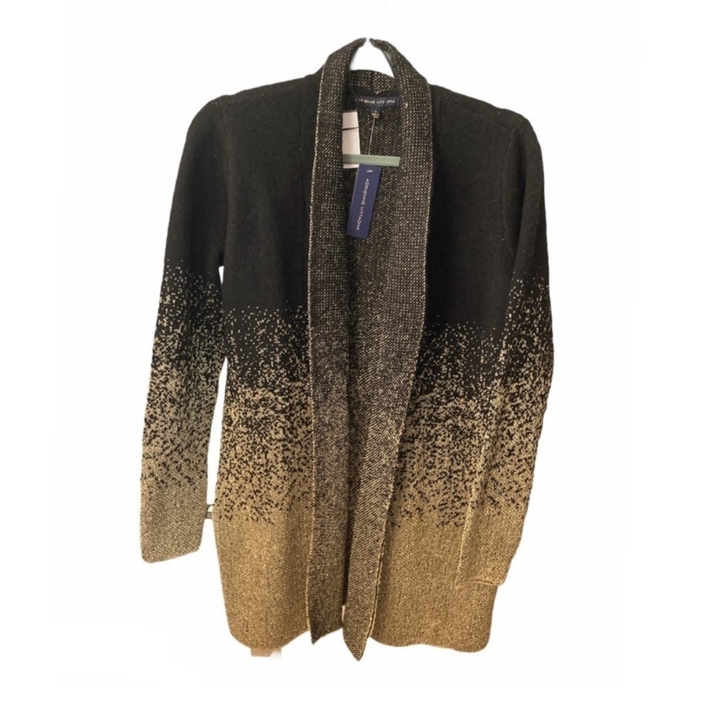 ADRIENNE VITTDINI Black & Gold Holiday Special Ocassions Open Cardigan BNWT - Picture 6 of 7